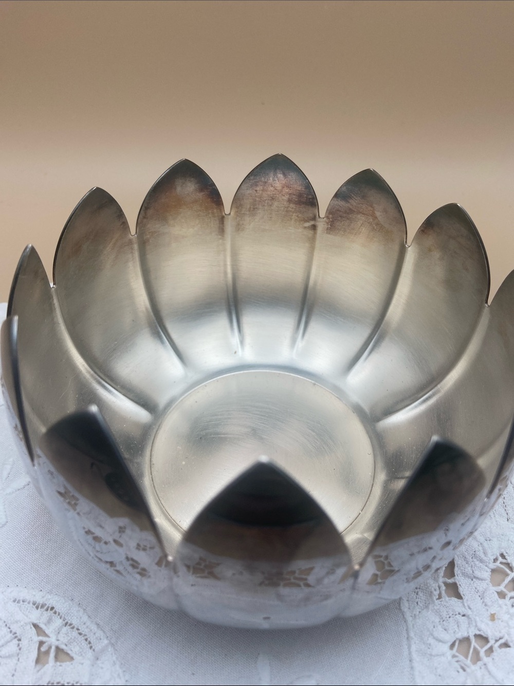 Vintage Reed & Barton Silver Plate 3 Piece Lotus Flower with Frog Bowl - Picture 10 of 13